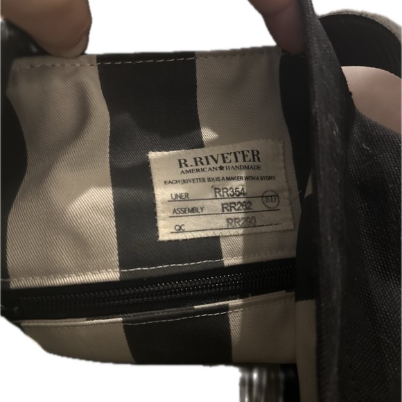 R. Riveter black canvas brown leather tote “Doyle” - Picture 7 of 9